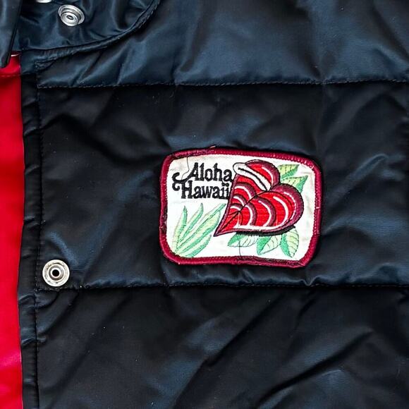 VTG 70s 80s Custom Bowler Work Uniform Puffer Vest Hawaii Patch Mens Size Large - Picture 2 of 7